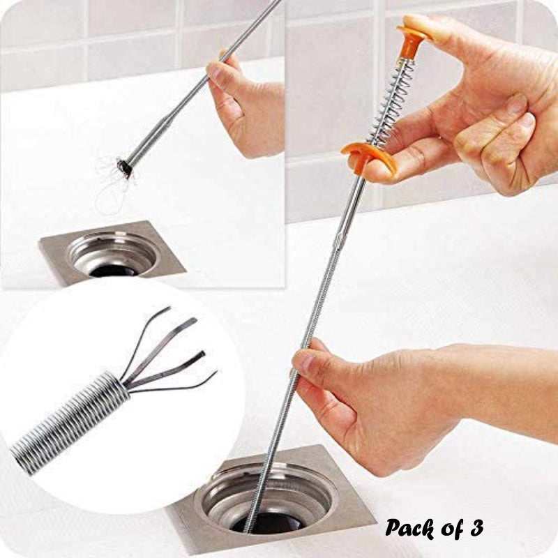 Pack of 3 Flexible Sewer Picker Tools with Hand-Pinch Garbage Clip for Efficient Cleaning